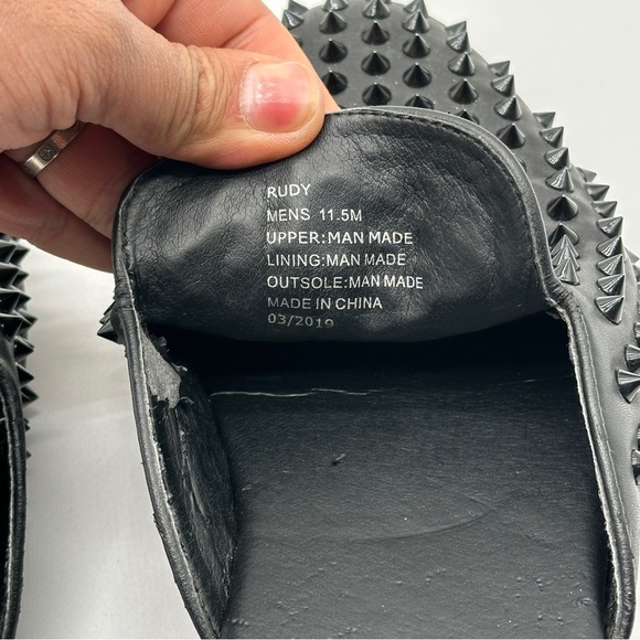 Saks Fifth Avenue Rudy Metal Spikes Slip on mule loafers shoes size 11.5 - Picture 13 of 13